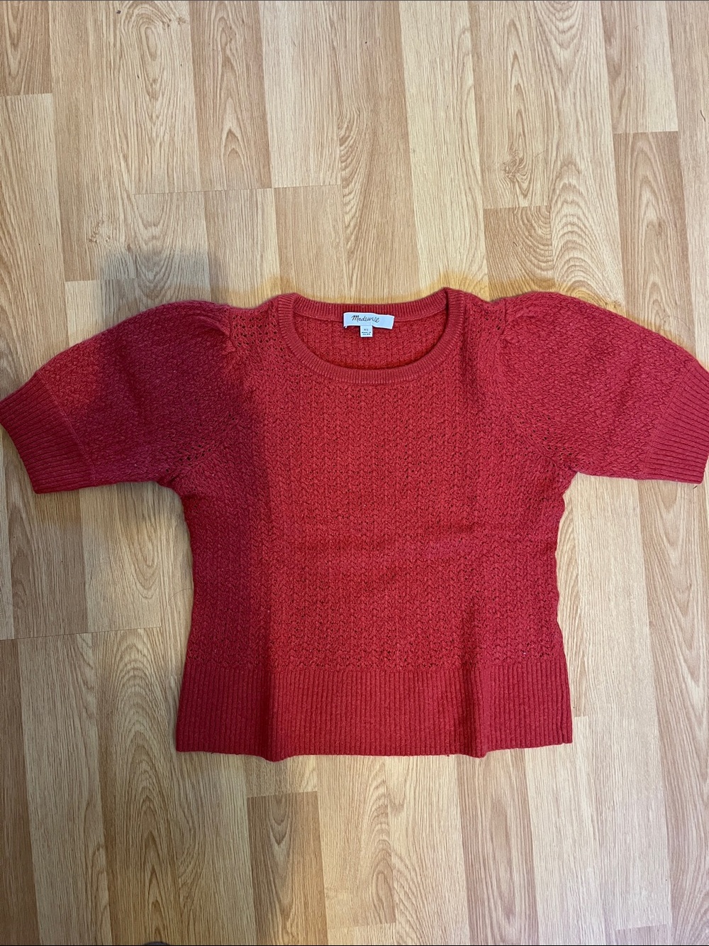 Madewell Rust Orange Short-Sleeve Crewneck Sweater